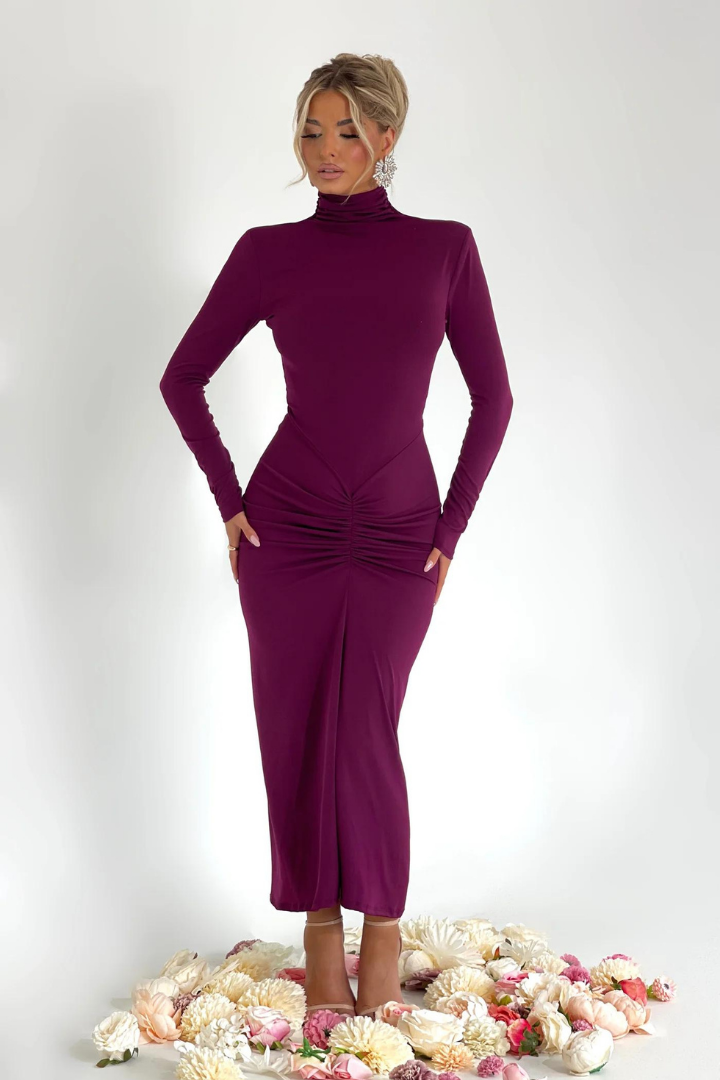 MAVIS LONG SLEEVE MAXI DRESS - PURPLE