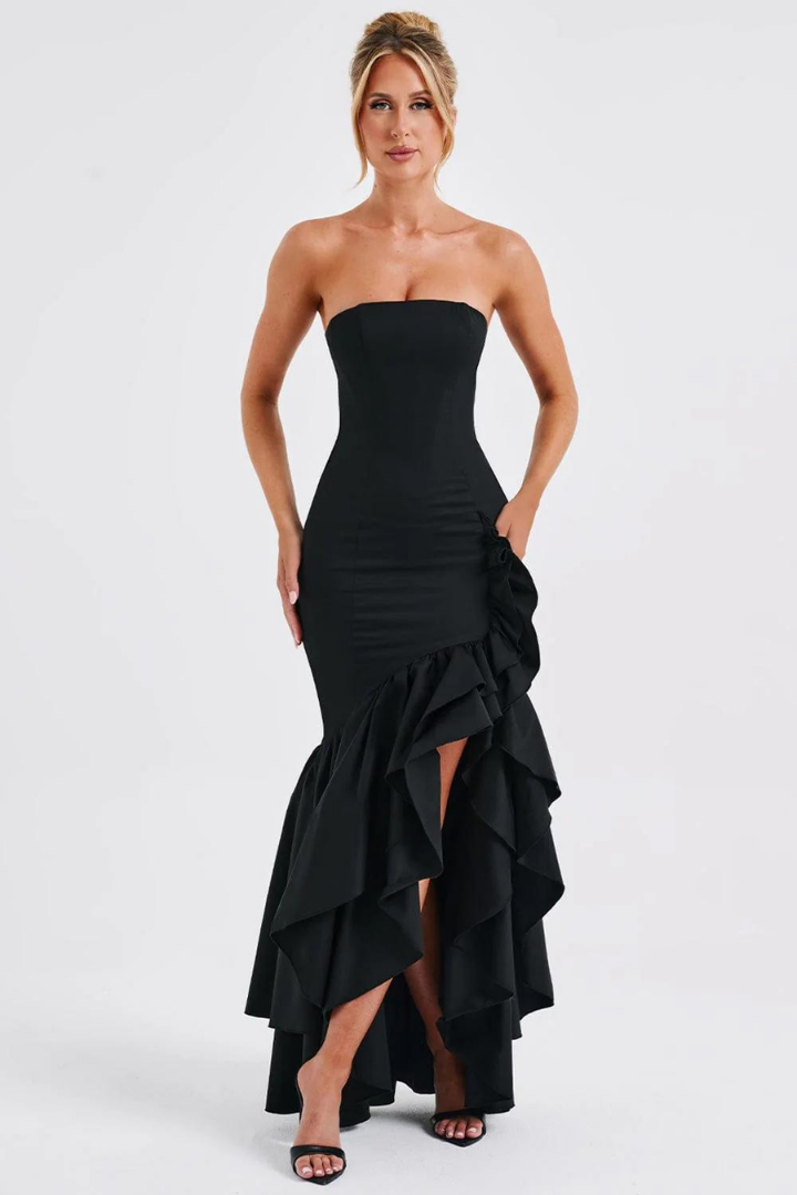 SILVIA STRAPLESS MAXI DRESS - BLACK