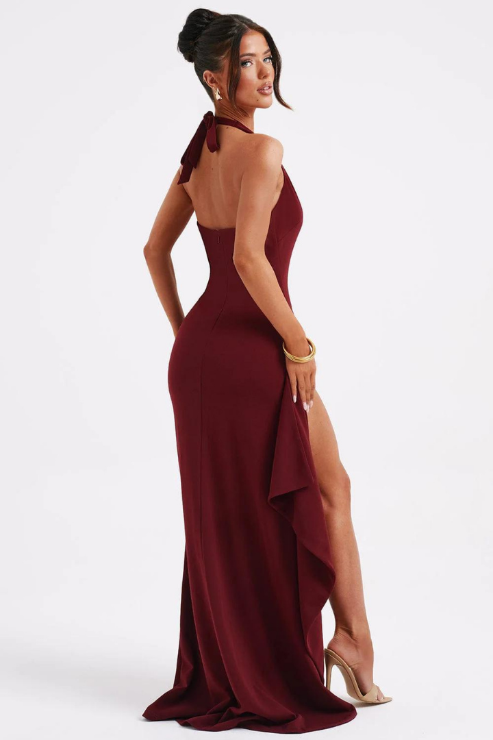 RUTH HALTER MAXI DRESS - WINE RED