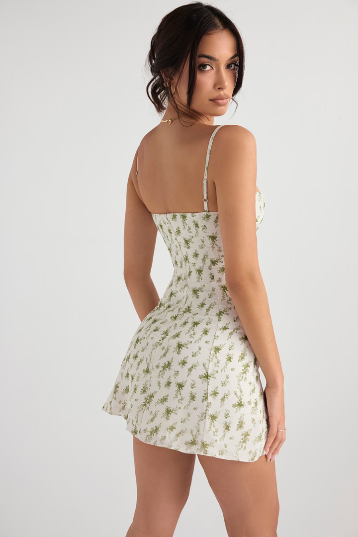 AVICE MINI DRESS - FLORAL GREEN