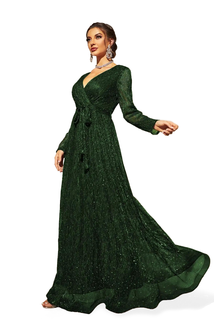 BELLE WRAP MAXI DRESS - GREEN