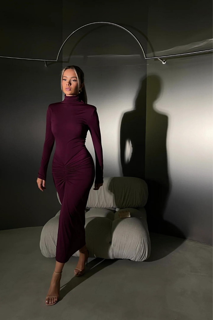 MAVIS LONG SLEEVE MAXI DRESS - PURPLE