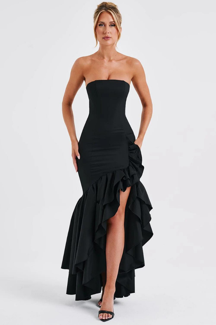 SILVIA STRAPLESS MAXI DRESS - BLACK