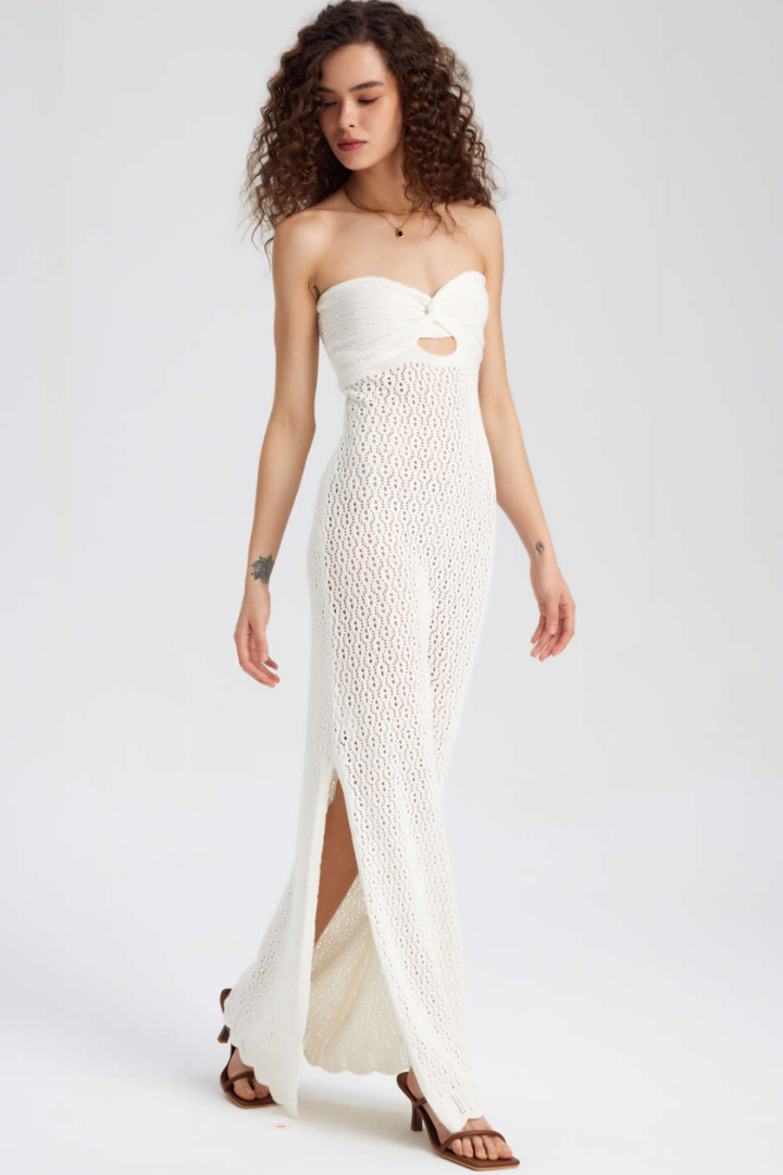 VALENTINE MAXI KNIT DRESS - BEIGE