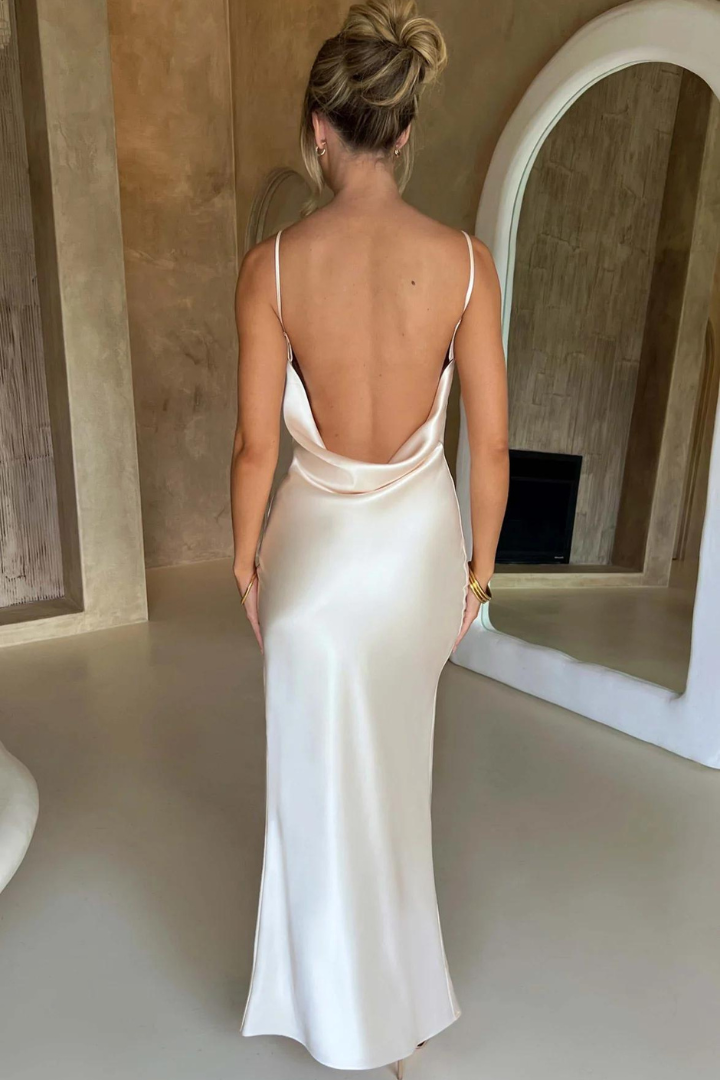 ANDREA SATIN MAXI DRESS - IVORY