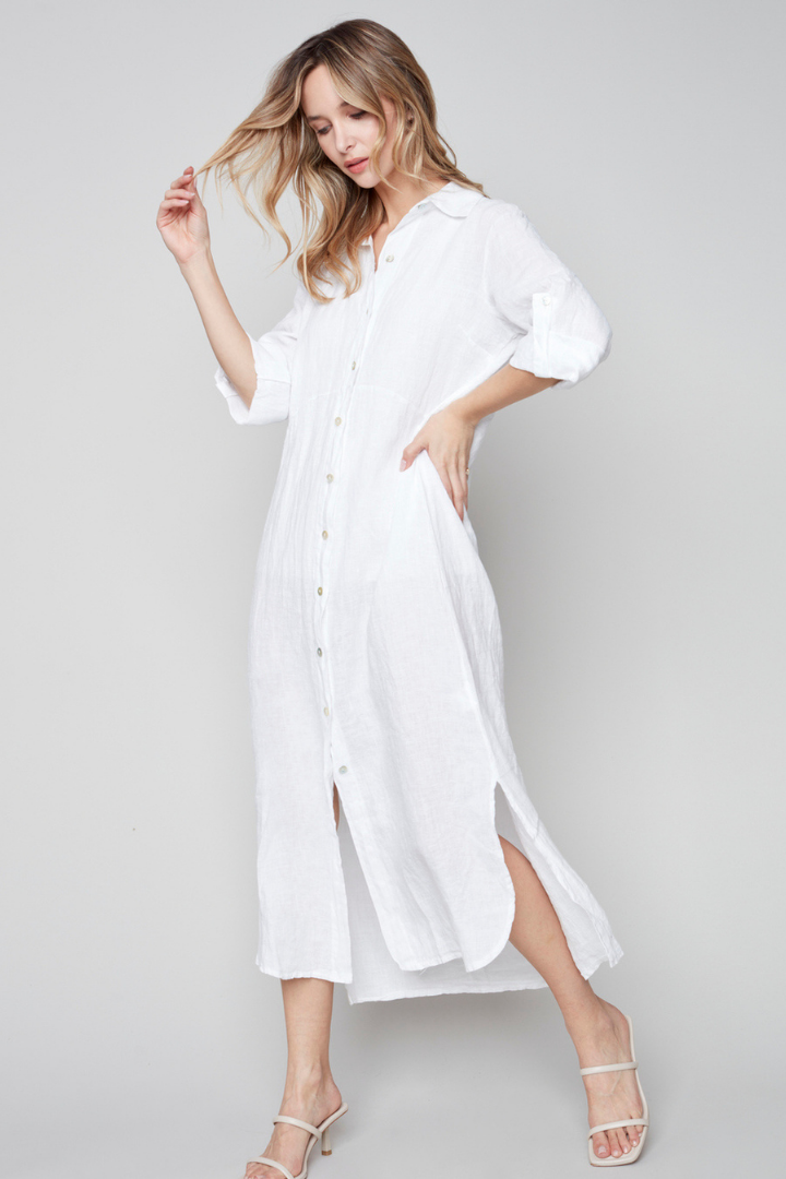 MARITZA LONG SLEEVE MAXI DRESS - WHITE