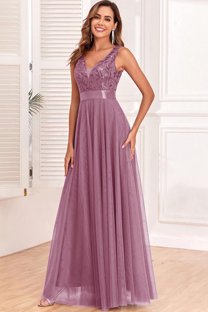 AGNÈS SEQUIN MAXI DRESS - PURPLE