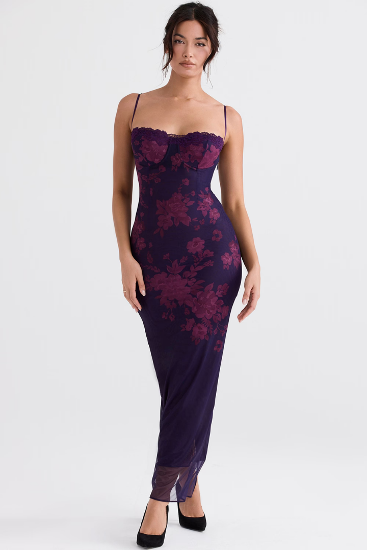 DANIELA MAXI DRESS - GRAPE FLORAL