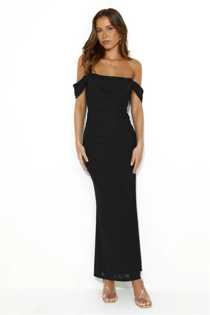 WILMA OFF-SHOULDER MAXI DRESS-GREEN - Green - M