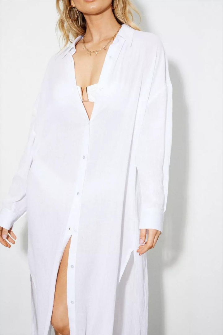MARITZA LONG SLEEVE MAXI DRESS - WHITE