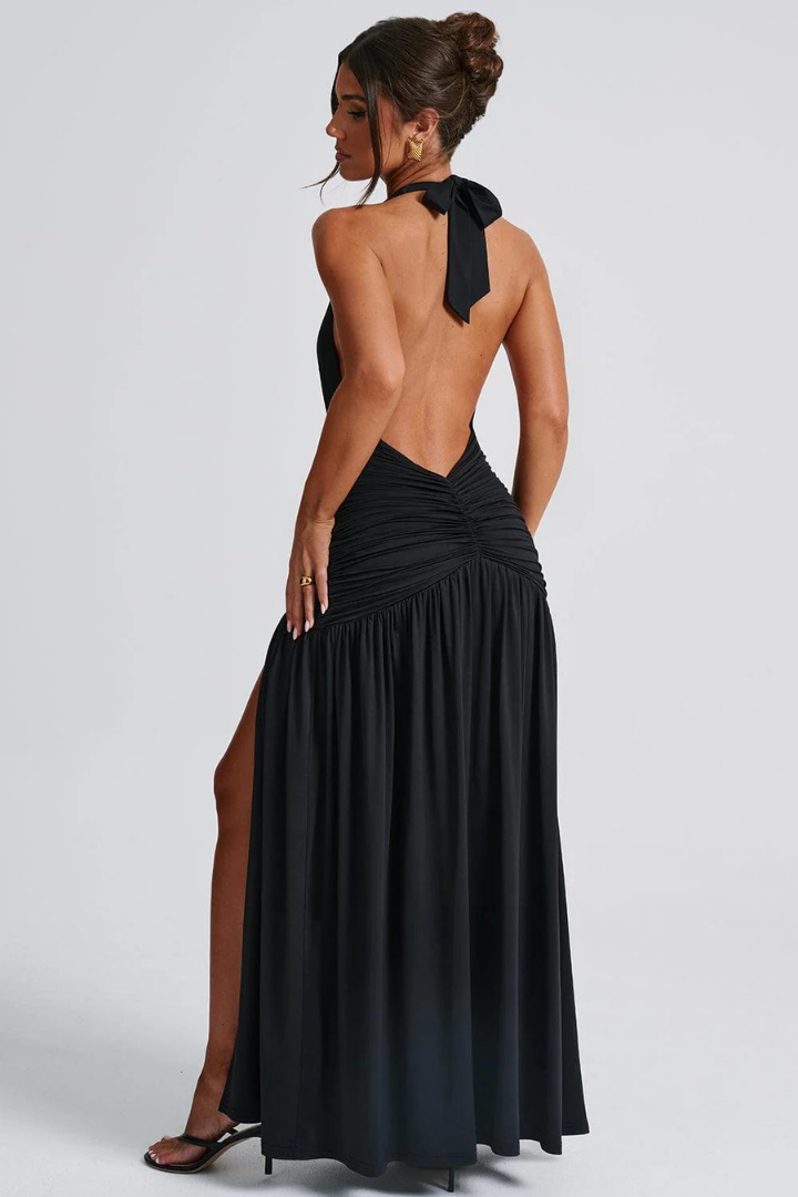 SOFÍA HALTER MAXI DRESS - BLACK