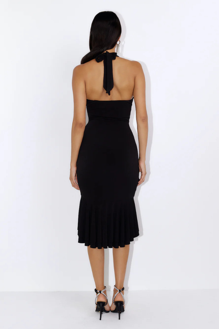 BRIGHID HELTER MIDI DRESS - BLACK