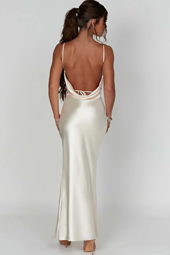 ANDREA SATIN MAXI DRESS - IVORY