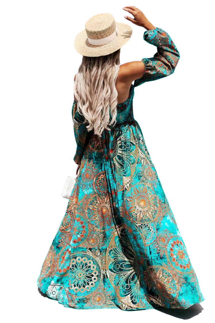 ABIGAIL MAXI DRESS - GREEN COCKTAIL