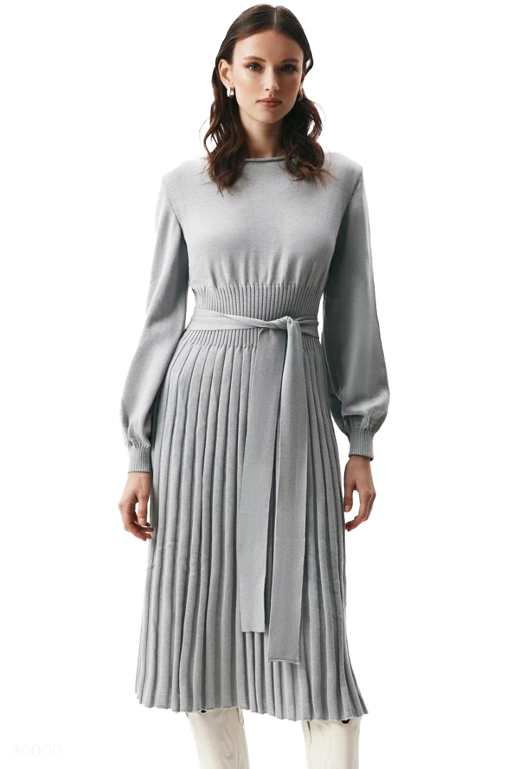 CLAUDIA MIDI KNIT DRESS - GRAY
