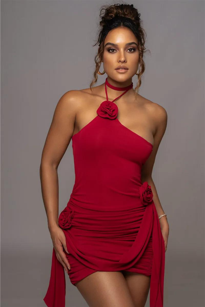 ALEJANDRA HALTER MINI DRESS - RED