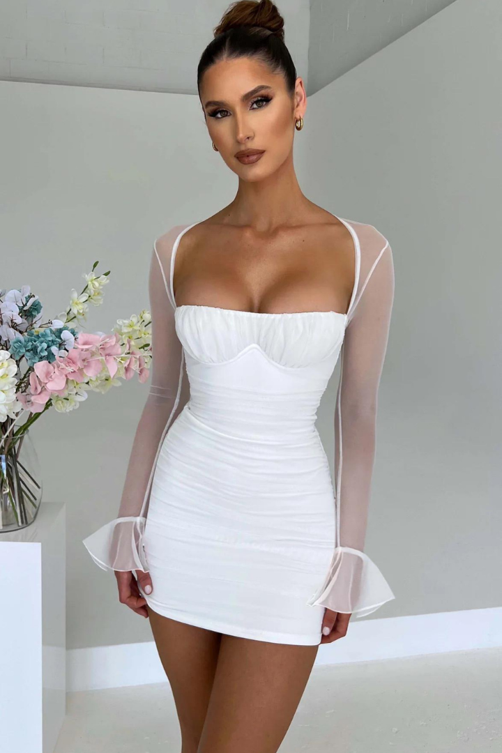 DIANE BODYCON MINI DRESS - WHITE