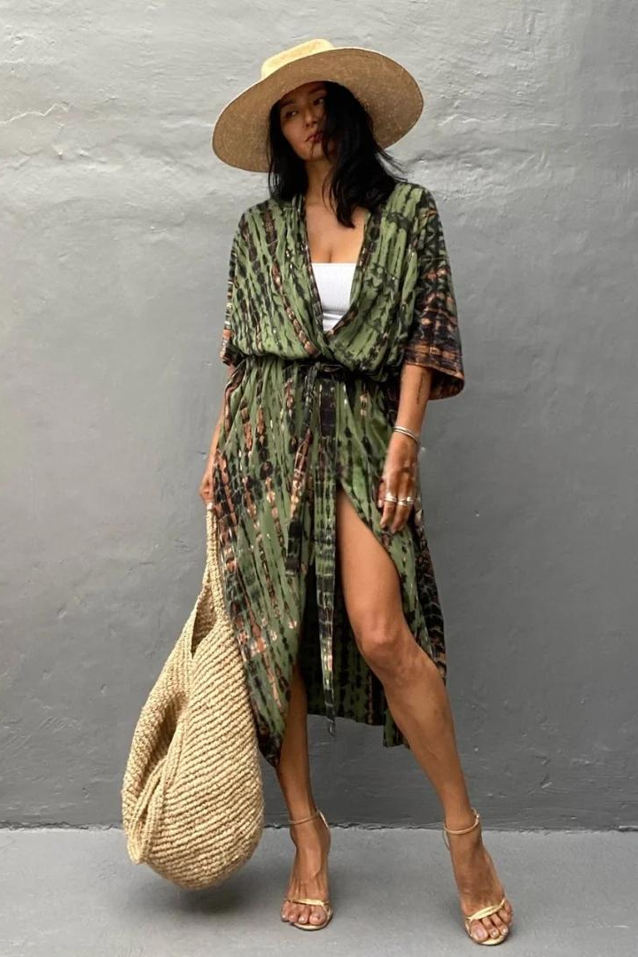 ESTHER BOHO MAXI DRESS - ARMY GREEN