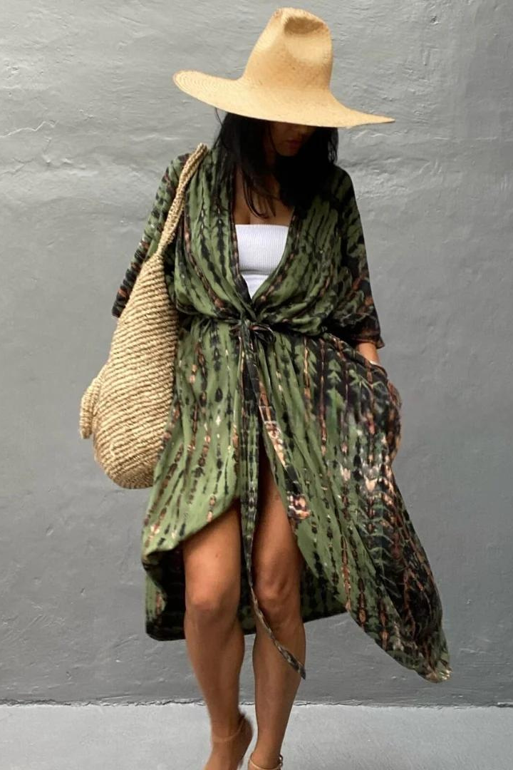 ESTHER BOHO MAXI DRESS - ARMY GREEN