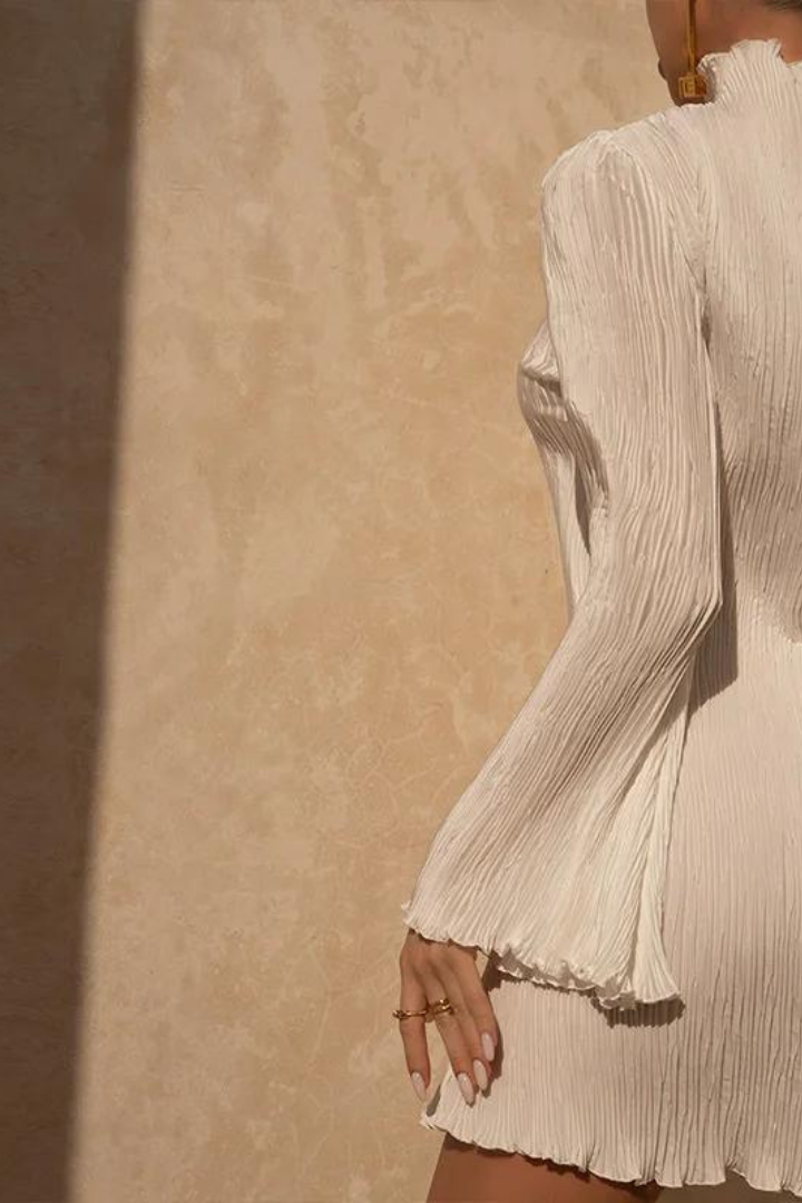 EULALIA LONG SLEEVE MINI DRESS - APRICOT