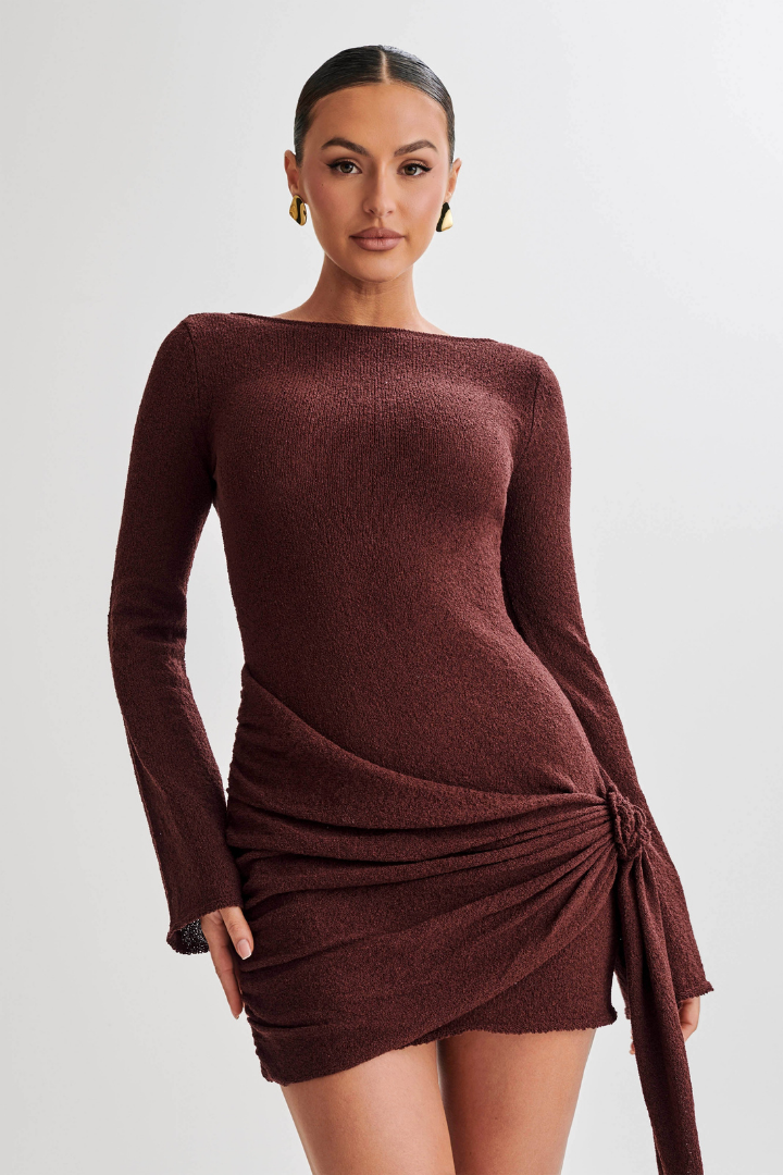 ROSAMUND KNIT MINI DRESS - BROWN
