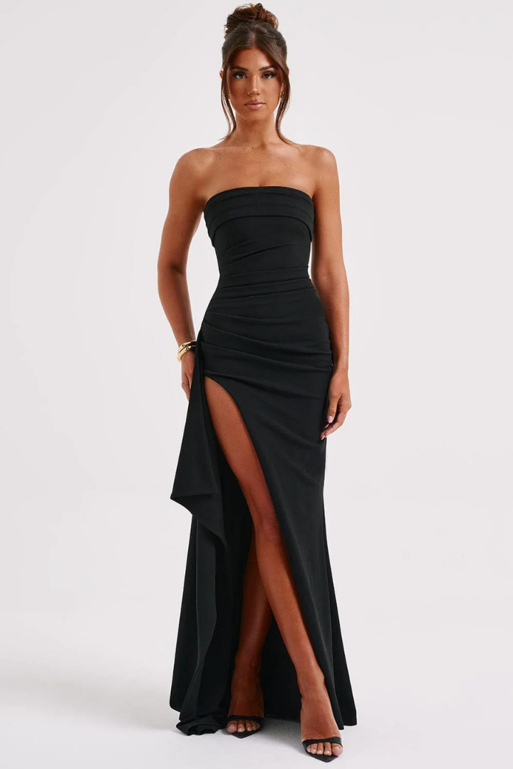 JAQUELINE STRAPLESS MAXI DRESS - BLACK