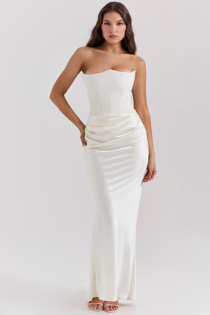 GISELLE STRAPLESS MAXI DRESS - WHITE