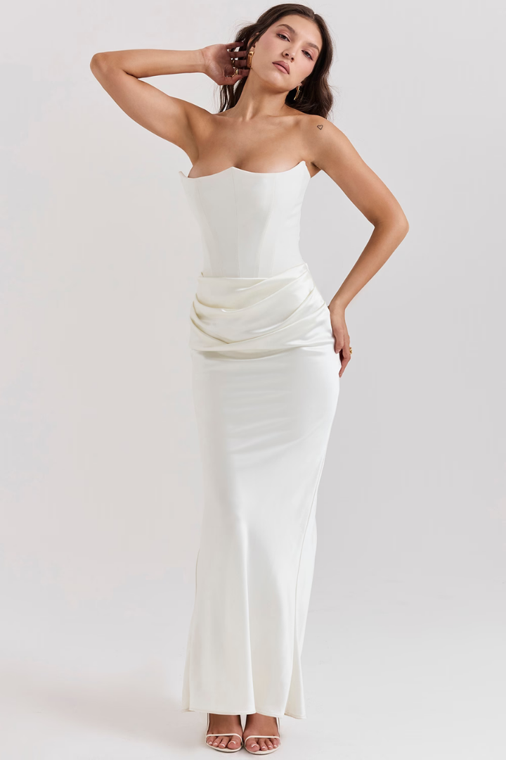 GISELLE STRAPLESS MAXI DRESS - WHITE