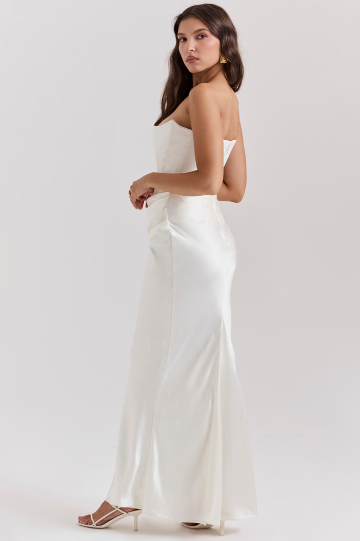 GISELLE STRAPLESS MAXI DRESS - WHITE