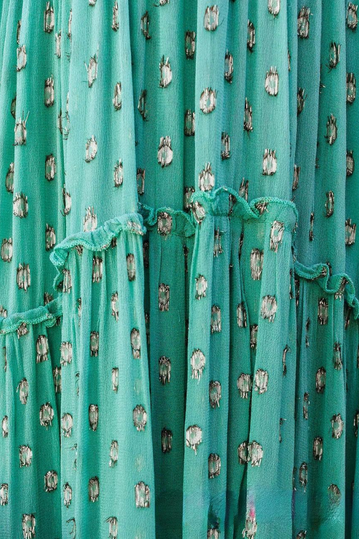 PRISCILLA MAXI RUFFLE DRESS - GREEN