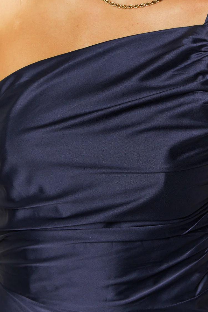ELISABETH SATIN MAXI DRESS - NAVY