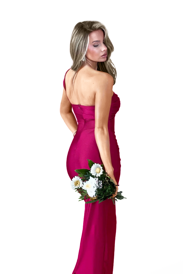 GLORIA STRAPLESS MAXI DRESS - WINE RED