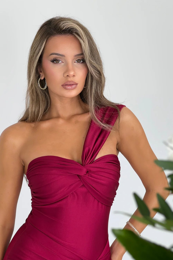 GLORIA STRAPLESS MAXI DRESS - WINE RED