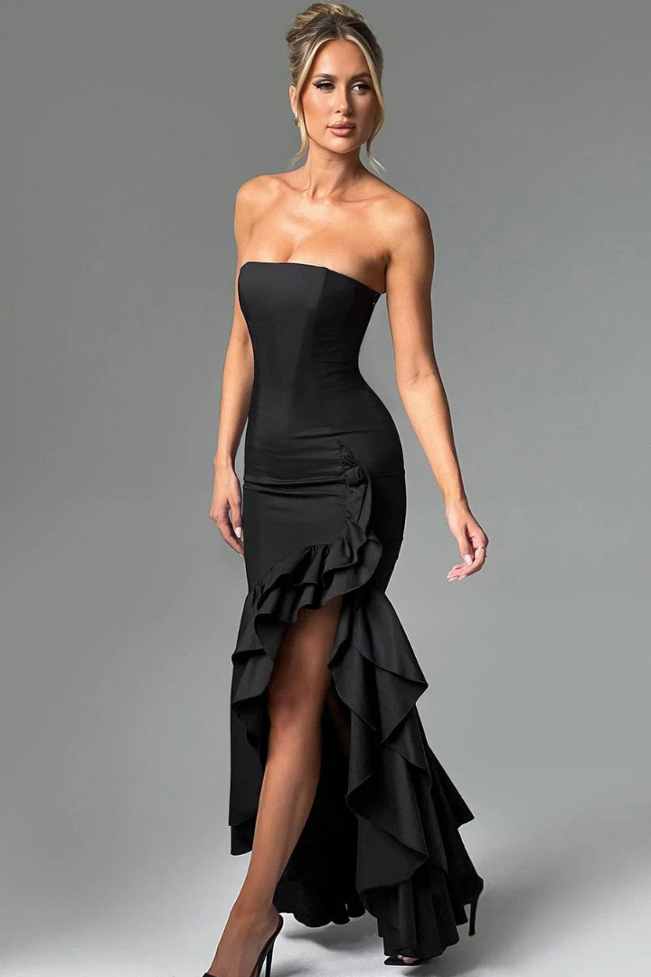 SILVIA STRAPLESS MAXI DRESS - BLACK