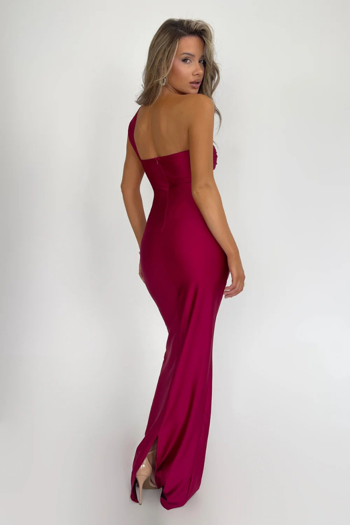 GLORIA STRAPLESS MAXI DRESS - WINE RED