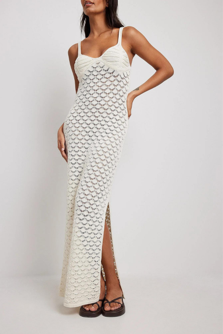 FELICITY KNIT MAXI DRESS-OFF - WHITE