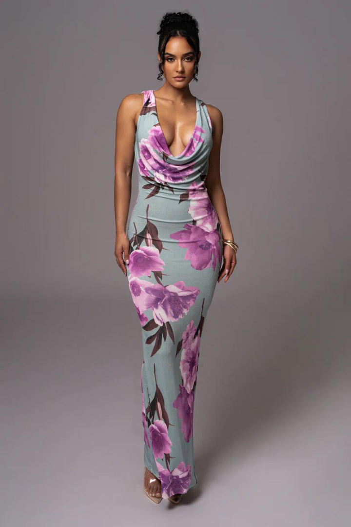 NORA SLEEVELESS MAXI DRESS - BLUE FLORAL