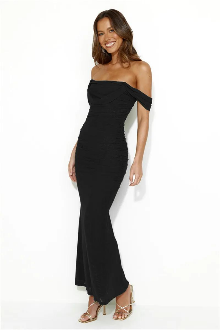 WILMA OFF-SHOULDER MAXI DRESS-GREEN - Green - M