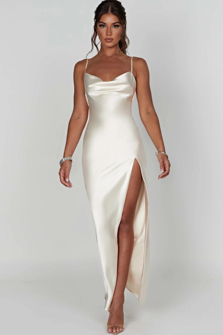 ANDREA SATIN MAXI DRESS - IVORY