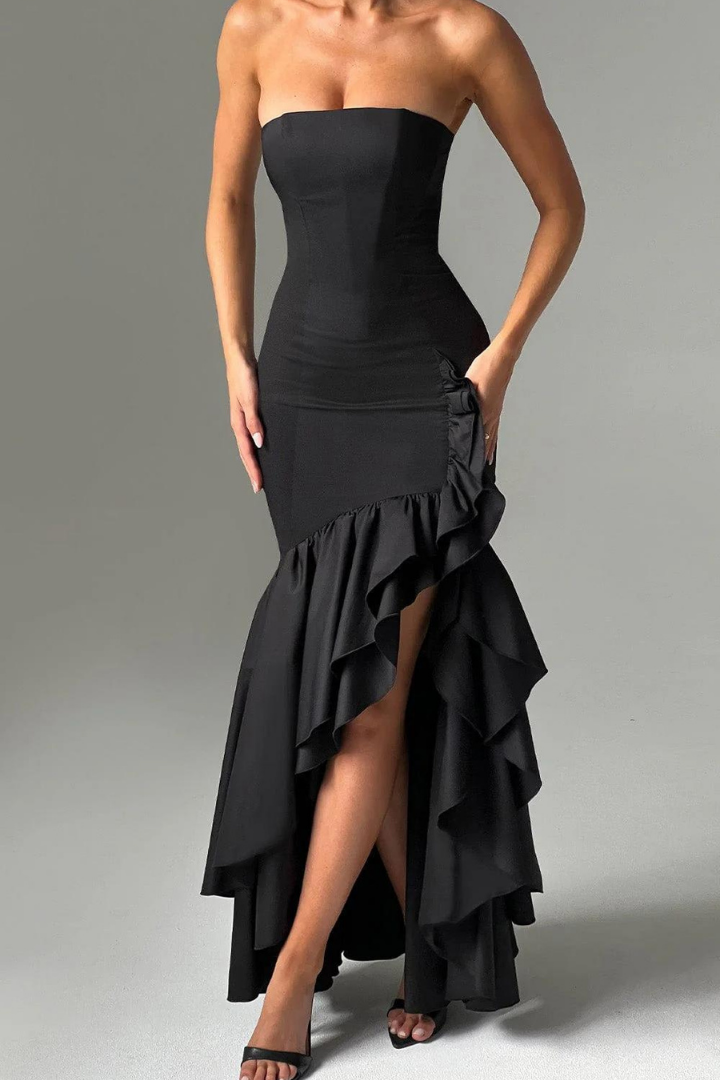 SILVIA STRAPLESS MAXI DRESS - BLACK