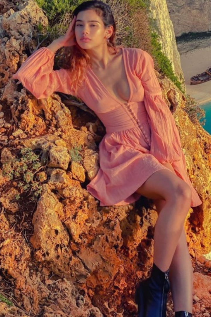 ELLA LONG SLEEVE MAXI DRESS - PINK