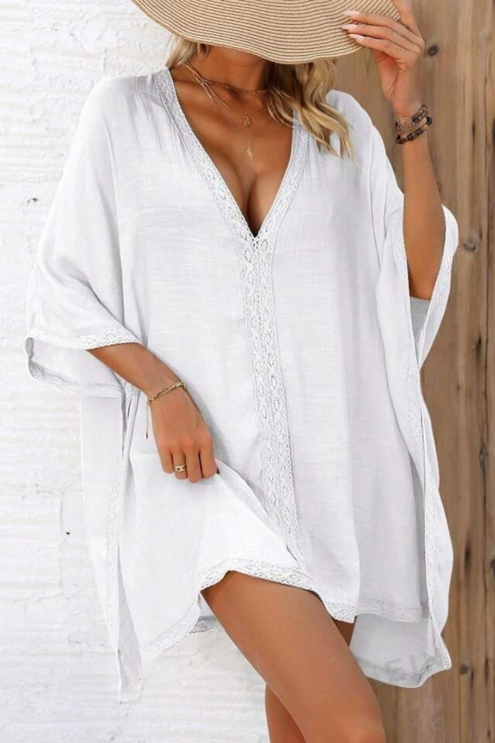 GWYNETHE MINI LACE DRESS - WHITE