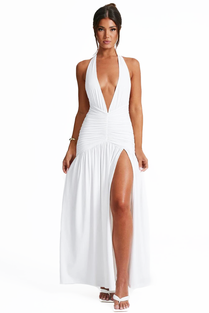 SOFÍA HALTER MAXI DRESS - WHITE