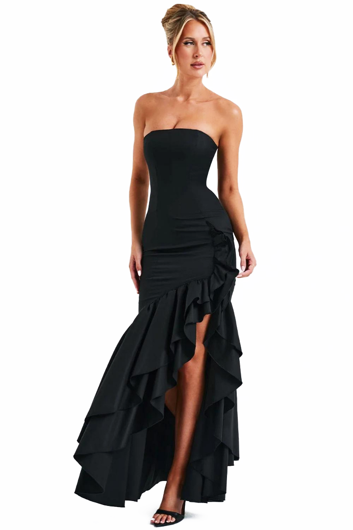 SILVIA STRAPLESS MAXI DRESS - BLACK