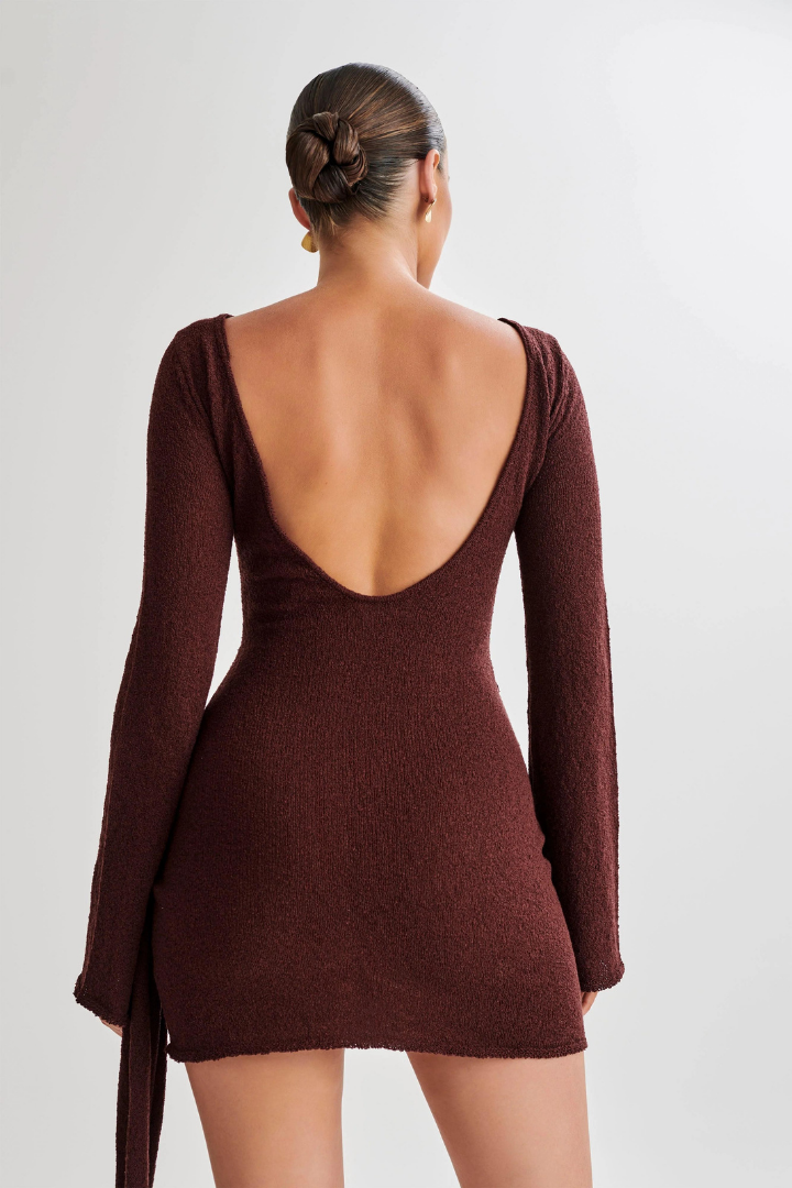 ROSAMUND KNIT MINI DRESS - BROWN