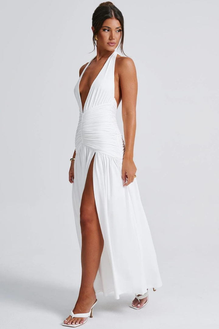 SOFÍA HALTER MAXI DRESS - WHITE