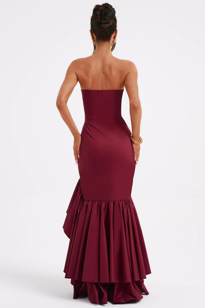SILVIA STRAPLESS MAXI DRESS - BURGUNDY