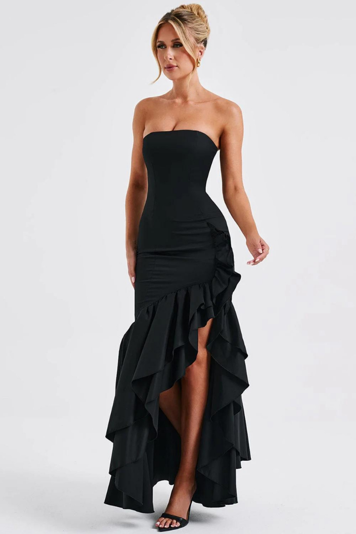 SILVIA STRAPLESS MAXI DRESS - BLACK