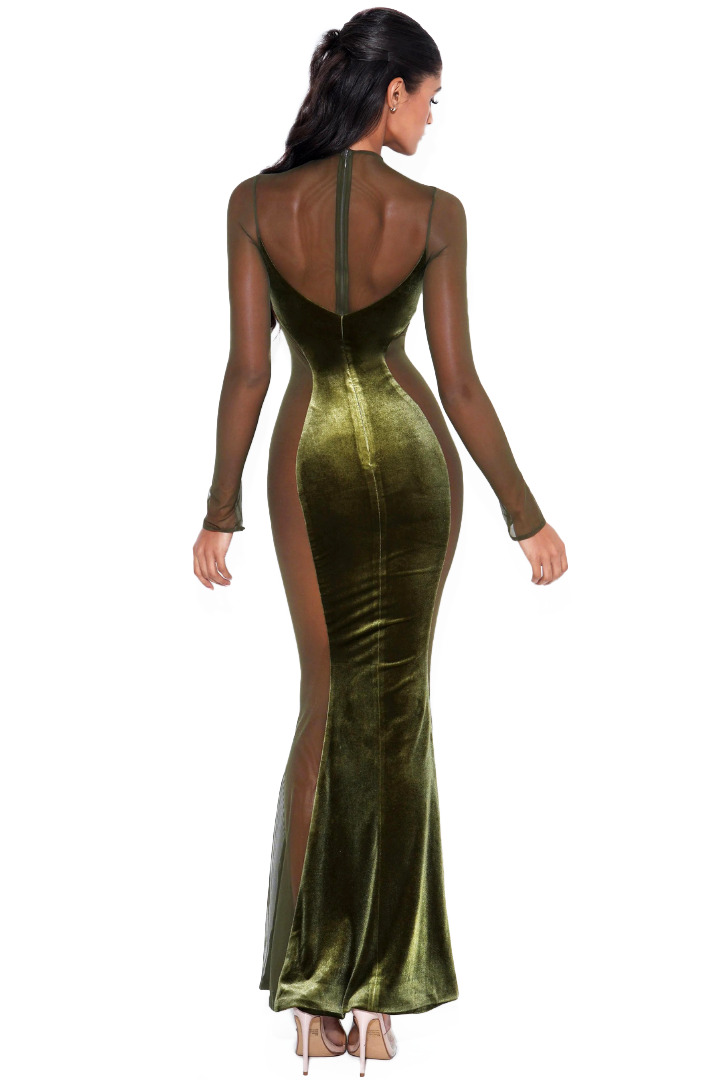 LENA GOWN MAXI DRESS - GREEN