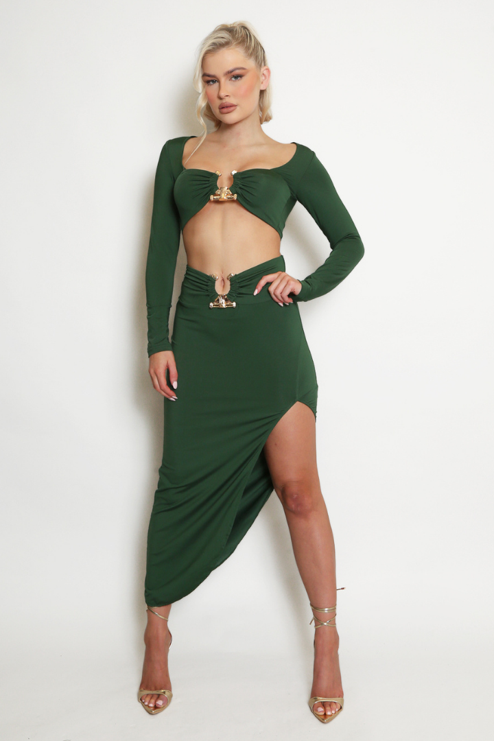 BRIGITTE TWO PIECES MAXI DRESS - BROWN